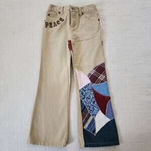 Y2k Patchwork Peace Flared Pants 5t